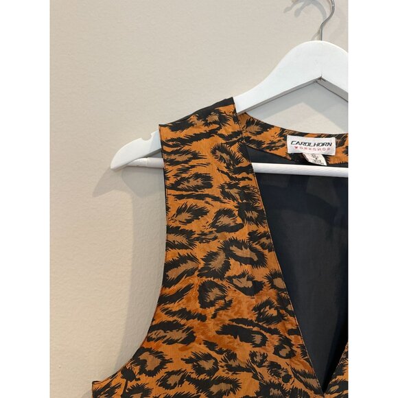 Carol Horn Workshop Black & Cheetah Print Vest Size S - Picture 3 of 6